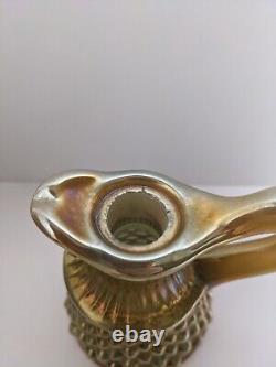 Fenton For Levay Aqua Gold Opalescent Carnival Hobnail Glass Cruet Read