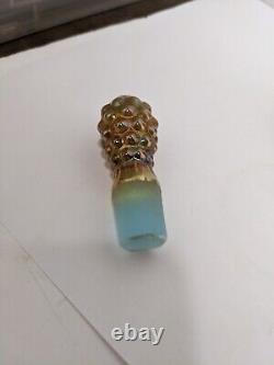 Fenton For Levay Aqua Gold Opalescent Carnival Hobnail Glass Cruet Read