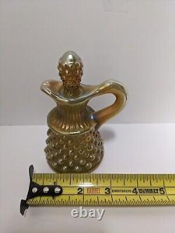 Fenton For Levay Aqua Gold Opalescent Carnival Hobnail Glass Cruet Read