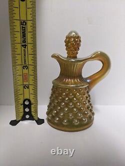 Fenton For Levay Aqua Gold Opalescent Carnival Hobnail Glass Cruet Read