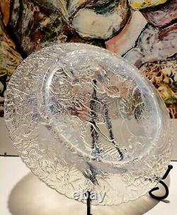 Fenton Garden Of Eden Glass Plate Adam &Eve Excellent 8 French Opalescent Clear