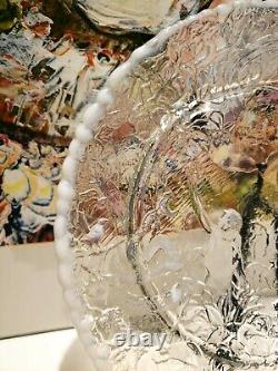 Fenton Garden Of Eden Glass Plate Adam Eve Excellent 8 French Opalescent Clear
