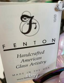 Fenton Glass Basket Rose Opal Carnival 5932 2b Iridescent 7 18cm NIB 2003