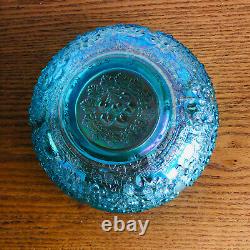 Fenton Glass Blue Carnival Opaline Bowl Orange Tree Cherry Chain Pattern 8