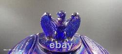 Fenton Glass Blue carnival Iridescent Thomas Jefferson Bi Centennial Comport