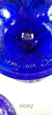 Fenton Glass Blue carnival Iridescent Thomas Jefferson Bi Centennial Comport