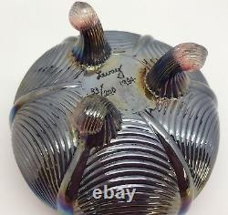 Fenton Glass Bowl Signed LEVAY Numbered, Purple Iridescent 1984 (RF-FR11)