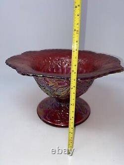 Fenton Glass Christmas Compote For Antique Publications Red Iridescent Carnival