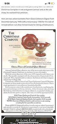 Fenton Glass Christmas Compote For Antique Publications Red Iridescent Carnival