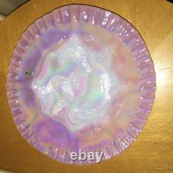 Fenton Glass Farmyard Pink Opalescent Carnival Plate For Singleton Bailey