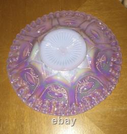 Fenton Glass Farmyard Pink Opalescent Carnival Plate For Singleton Bailey