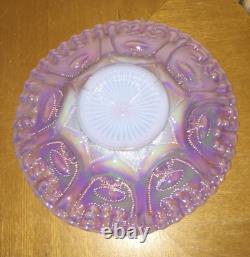 Fenton Glass Farmyard Pink Opalescent Carnival Plate For Singleton Bailey