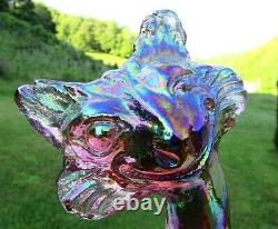 Fenton Glass Pink Carnival Iridescent Glass Alley Cat Figurine11H