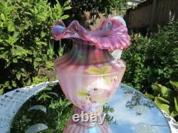 Fenton Glass Plum Raspberry Carnival Opalescent Stripe Optic Pitcher-d. Barbour