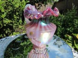 Fenton Glass Plum Raspberry Carnival Opalescent Stripe Optic Pitcher-d. Barbour