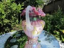 Fenton Glass Plum Raspberry Carnival Opalescent Stripe Optic Pitcher-d. Barbour