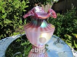 Fenton Glass Plum Raspberry Carnival Opalescent Stripe Optic Pitcher-d. Barbour