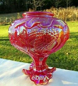 Fenton Glass Ruby Red Carnival Glass SWAN Vase 8.25H x 7.25W