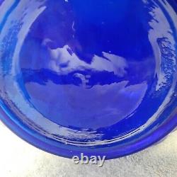 Fenton Glass Ruffled Edge Pattern Iris Vase 12 Tall Iridescent Carnival Blue