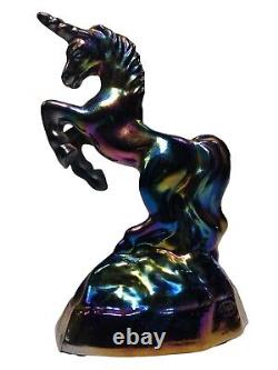 Fenton Glass Unicorn Blue Iridescent Carnival Glass 6