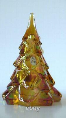 Fenton Gold Iridescent Carnival 7-1/2 Stylized Christmas Tree With Box