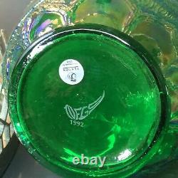 Fenton Green Carnival Iridescent Apple Pitcher 8 Tumblers Vintage Glass #164