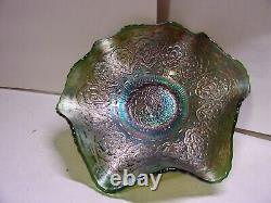 Fenton, Green, Persian Medallion, 9, 6 Ruffled Carnival Glass Bowl