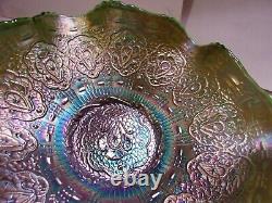 Fenton, Green, Persian Medallion, 9, 6 Ruffled Carnival Glass Bowl
