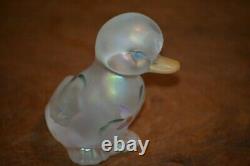 Fenton Hand Painted Lot Mouse, Duck & Cat Clear Carnival Iridescent