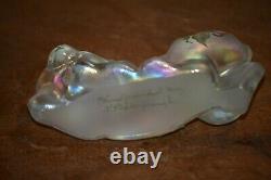 Fenton Hand Painted Lot Mouse, Duck & Cat Clear Carnival Iridescent