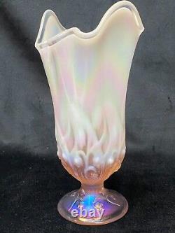 Fenton Handkerchief Vase Champagne Opal/Carnival Glass Lilly of The Valley