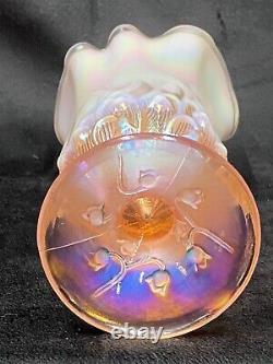 Fenton Handkerchief Vase Champagne Opal/Carnival Glass Lilly of The Valley
