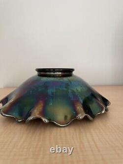 Fenton Holly Carnival Glass Ruffled Edge Bowl 8.5x3.5 Signed Iridescent Vint