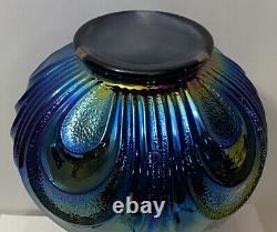 Fenton Imperial Scroll Embossed Pattern Carnival Glass Iridescent Drapery Vase