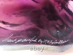 Fenton Iridescent Amethyst Purple Hand Painted 11 Alley Cat Bow Tie Signed