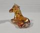 Fenton Iridescent Autumn Gold Glass Horse Foal Signed Hand Painted Carnival Art