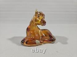 Fenton Iridescent Autumn Gold Glass Horse Foal Signed Hand Painted Carnival Art