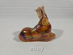 Fenton Iridescent Autumn Gold Glass Horse Foal Signed Hand Painted Carnival Art