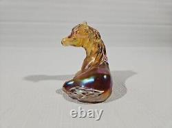 Fenton Iridescent Autumn Gold Glass Horse Foal Signed Hand Painted Carnival Art