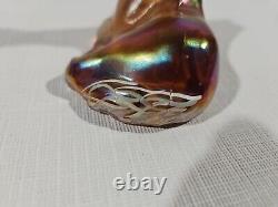 Fenton Iridescent Autumn Gold Glass Horse Foal Signed Hand Painted Carnival Art