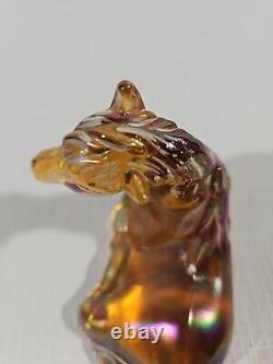 Fenton Iridescent Autumn Gold Glass Horse Foal Signed Hand Painted Carnival Art