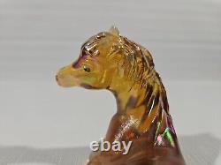 Fenton Iridescent Autumn Gold Glass Horse Foal Signed Hand Painted Carnival Art