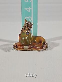 Fenton Iridescent Autumn Gold Glass Horse Foal Signed Hand Painted Carnival Art