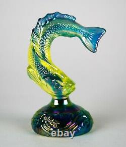 Fenton Iridescent Carnival Glass Trout Fish Figurine Paperweight Vintage