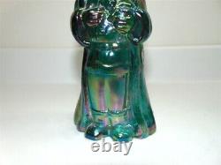 Fenton Iridescent Rainbow Carnival Glass Santa Claus withCat, Kitten-Good shape