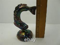 Fenton Leaping Fish Trout Opalescent Carnival Art Glass Signed STUNNING