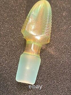 Fenton Levay Aqua Opal Opalescent CACTUS Glass Cruet with Stopper