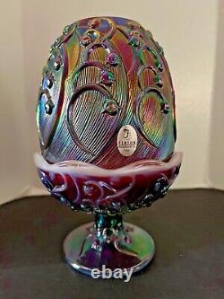 Fenton Lily of the Vallwy Purple Carnival Opalescent Fairy Lamp