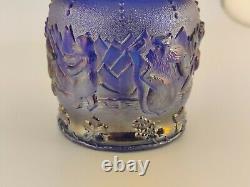 Fenton Opalescent Blue Carnival Glass ICGA 2004 Spitoon Bears Playing 1/336