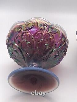 Fenton Opalescent Carnival Glass Fairy Lamp Lily of the Valley Plum Purple 7